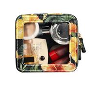 FRODOTGV Beauty case trasparente mini trousse per cosmetici con fiori gialli e foglie verdi, Fiori gialli e foglie verdi, 1 Size
