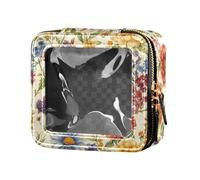 FRODOTGV Beauty case trasparente neutro peonie gardenia farfalle ape, 17 pezzi, 1 Size