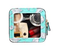 FRODOTGV Beauty case trasparente per borsetta da toilette, borsa per la cura della pelle, conchiglie e stelle marine, blu, Conchiglia E Stelle Marine Blu, 1 Size
