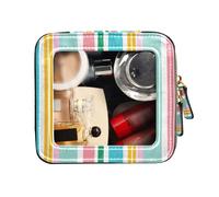 FRODOTGV Beauty case trasparente per borsetta da viaggio per articoli da toeletta e cosmetici, colori allegri con strisce divertenti, Colori allegri con strisce divertenti, 1 Size