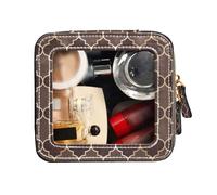 FRODOTGV Beauty case trasparente piccola borsa per il trucco marrone oro griglia lanterna forme organizer per trucco, Forme di lanterne a griglia dorate marroni, 1 Size