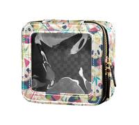 FRODOTGV Bella Vintage Pattern Mazzi di Cuoio Trasparente Sacchetto di Trucco per Borsa Viaggio Toiletry Borse Organizzatore Cosmetico Portatile per Ragazze, Baby Panda Bear Face, 1 Size