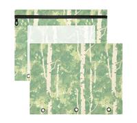 FRODOTGV Bianco betulla verde raccoglitore matita borselleses Borsa di immagazzinaggio portatile per A4 Lettera di Carta 2 Pack Studenti Forniture di Classe