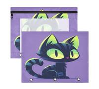 FRODOTGV Big Cat - Astuccio viola con finestra trasparente a 3 fori, per lettere formato A4, confezione da 2 pezzi, per studenti e aule