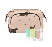 FRODOTGV Black Cat Silhouette Among Stars Notte Cosmetici Bag Essentials Grande Capacità Viaggio Cosmetico Borsa Donna Cambiamento di Monete, Gatto nero Silhouette Tra Stelle Notte, 1 Size