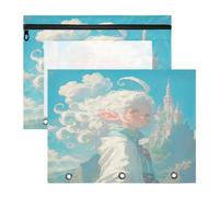 FRODOTGV Blu e Bianco Uomo Raccoglitore Tasche Portatile 3 Fori Tasca per A4 Lettera Carta 2 Pack Insegnante Forniture di Classe