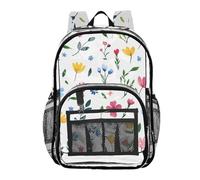 FRODOTGV Blu Piccoli Fiori Bianchi Zaino Scuola Trasparente Borsa per Libri per Adolescenti Borsa in PVC Trasparente Piccoli Fiori Blu, Bianco, 1 Taglia, Piccoli fiori blu bianchi, 1 size