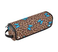 FRODOTGV Blue Butterfly Leopard Cheetah Print 2 in 1 strumenti per capelli organizer con tappetino in ferro portatile da viaggio essenziali da viaggio grande custodia da viaggio, Stampa leopardata