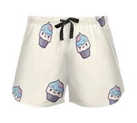 FRODOTGV Blue Summer Icecream Womens Lounge Shorts Pajama Bottoms Running Exercise Elastic Waist Drawstring,XL