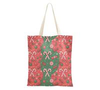 FRODOTGV Borsa a secchiello in tela leggera con motivo natalizio con fiocchi di neve e scritta "Hoho", colore rosso, per ragazze, borsa, Bastone di zucchero rosso di Natale, Taglia unica