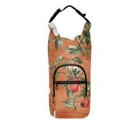 FRODOTGV Borsa a tracolla arancione con fiori e frutta, bottiglia d'acqua salvaspazio isolata, porta bottiglie d'acqua per escursionismo, zaino adatto per bottiglie da 20/24/32/40 once