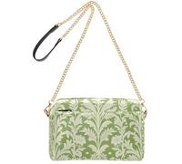 FRODOTGV Borsa a tracolla da donna, capacità 2,5 l | Impermeabile PU Pelle Full Stampato Design Multi Pocket Leggero Shopping Uso Quotidiano Verde Damasco