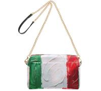 FRODOTGV Borsa a tracolla da donna, capacità 2,5 l | Morbida pelle PU Full Stampato Design Multi Pocket Hands Free Carry per Viaggio Bandiera Italia Verde Rosso