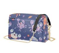 FRODOTGV Borsa a tracolla da donna, capacità 2,5 l | Morbida pelle PU Full Stampato Design Multi Pocket Mani Libere Trasporto Shopping Uso quotidiano Granchio Oceano