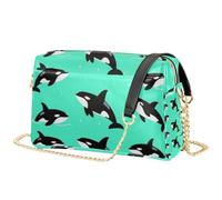 FRODOTGV Borsa a tracolla da donna, capacità 2,5 l | Morbida pelle PU Full stampato design slot per schede e tasca interna leggero lavoro giro turistico Orca modello balena