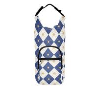FRODOTGV Borsa a tracolla per bottiglie d'acqua a forma di scacchiera, colore blu navy, con cerniera, per bottiglie d'acqua a corpo incrociato, adatta per bottiglie da 60/61/91/1,134 ml