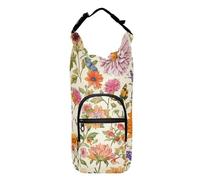 FRODOTGV Borsa a tracolla piccola con fiori autunnali e farfalle, beige, con porta bottiglia d'acqua, leggero, per passeggiate ed escursionismo, adatta per bottiglie da 20/24/32/4 once
