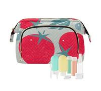 FRODOTGV Borsa Astuccio Cosmetica Organizer per Trucchi Kit da Viaggio Leggero Portamonete da Donna Portafoglio Borse Pomodori Maturi Stile Shabby Rosso, 1 Size