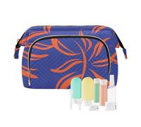 FRODOTGV Borsa cosmetica da viaggio di grande capacità borsa cosmetica da viaggio articoli da toeletta con cerniera Borsa per periodo di trucco con foglie tropicali botaniche, Modello senza giunte