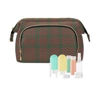 FRODOTGV Borsa cosmetica di viaggio della chiusura lampo del modello del tartan del plaid di Natale per le donne della borsa della moneta del raccoglitore delle donne, Motivo scozzese natalizio a