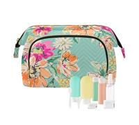 FRODOTGV Borsa cosmetica impermeabile con stampa a fiori dai colori vivaci borsa cosmetica impermeabile borsa per il cambiamento grande cosmetico, Colori vivaci con stampa floreale schizzato, 1 Size