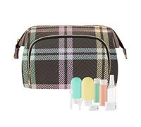 FRODOTGV Borsa da toeletta, borsa da viaggio con motivo scozzese arcobaleno, borsa da viaggio per cosmetici, organizer da viaggio, Plaid scozzese arcobaleno testurizzato, 1 Size