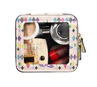 FRODOTGV Borsa da toilette con motivo a rombi multicolore, per carnevale e martedì grasso, organizer per trucco trasparente, Carnevale Mardi Gras Festive Multicolore Rhomb Pattern, 1 Size