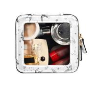 FRODOTGV Borsa da toilette in pelle bianca con motivo a rondine di uccello, mini contenitori per il trucco, Motivo rondine bianco, 1 Size