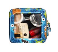 FRODOTGV Borsa da toilette in pelle trasparente borsa per trucco mostro partito blu verde borse cosmetiche, Monster Party Blu Verde, 1 Size