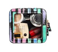 FRODOTGV Borsa da toilette in pelle trasparente con forme geometriche astratte con cerniera, Forme geometriche astratte, 1 Size