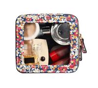 FRODOTGV Borsa da toilette in pelle trasparente per borsa da trucco floreale alla moda design per la borsa cosmetica rossa primaverile, Design floreale con stampa alla moda per primavera rosso, 1 Size