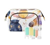 FRODOTGV Borsa da toilette, modello magico ad acquerello, borse cosmetiche per donne, accessori da viaggio per gioielli con cerniera, Magico Jar Modello Acquerello, 1 Size