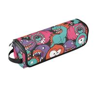 FRODOTGV Borsa da viaggio 2 in 1 per strumenti per capelli, da donna, con tappetino resistente al calore, motivo mostri in stile cartone animato urbano colorato, per ferro arricciacapelli, piastra e