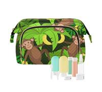 FRODOTGV Borsa da viaggio Borse cosmetiche per le donne Viaggio Bagno Portamonete da donna Portatile Monkey Banane e Foglie di Palma, Banane Scimmie E Foglie Di, 1 Size