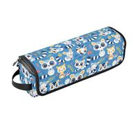 FRODOTGV Borsa da viaggio con motivo a pois e fiori di camomilla, con tappetino resistente al calore, grande capacità, per piastre e asciugacapelli, Lemurs Madagascar su motivo blu, 1 Size