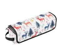 FRODOTGV Borsa da viaggio con motivo floreale arancione e frutti per capelli, da donna, grande capacità, con tappetino resistente al calore per piastre e asciugacapelli, Modello natalizio con renne, 1