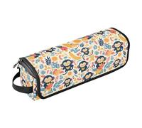FRODOTGV Borsa da viaggio con scimmie banane e foglie di palma per strumenti per capelli e tappetino resistente al calore da donna custodia rimovibile a doppio strato per piastra per asciugacapelli