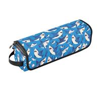FRODOTGV Borsa da viaggio da donna con squalo blu oceano per strumenti per capelli, organizer portatile per accessori per lo styling dei capelli, con cuscinetto resistente al calore per piastre e