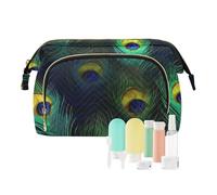 FRODOTGV Borsa da viaggio, delicate piume di pavone blu e verde, grande borsa cosmetica, borsa leggera per cambiamenti oggetti personali, Delicato Piume di Pavone Blu Verde, 1 Size