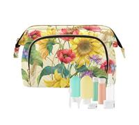FRODOTGV Borsa da viaggio, fiori orecchie girasole, fiordaliso, papavero, orzo, borsa cosmetica, borsa leggera per il periodo di trucco, Fiori Orecchie Girasole Fiordaliso Papavero Orzo, 1 Size
