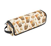 FRODOTGV Borsa da viaggio impermeabile da donna, con tappetino in ferro, organizer per strumenti caldi, ferri piatti, volumizzanti, styler, Mardi Gra con giglio francese, Motivo Bubble Tea, 1 Size