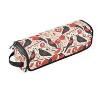 FRODOTGV Borsa da viaggio in stile retrò giallo e nero pied de poule da donna, borsa da viaggio grande aperta piatta con cuscinetto resistente al calore per piastra e asciugacapelli piatto, Rose rosse