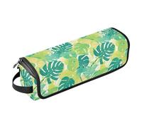 FRODOTGV Borsa da viaggio in stile retrò giallo e nero pied de poule da donna, borsa da viaggio grande aperta piatta con cuscinetto resistente al calore per piastra e asciugacapelli piatto, Foglie
