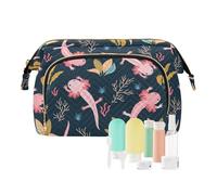 FRODOTGV Borsa da viaggio per acquari Axolotl Sea Borsa da viaggio leggera e grande borsa cosmetica da donna portafoglio contanti porta carte organizer chiave, Acquario Scena Axolotl Mare, 1 Size
