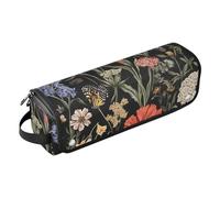 FRODOTGV Borsa da viaggio per attrezzi da donna, a doppio strato, organizer portatile per ferri da stiro, piastre, arricciacapelli, fiori, garofani, farfalle, colore nero, 1 Size
