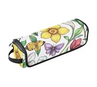 FRODOTGV Borsa da viaggio per attrezzi da donna, a doppio strato, organizer portatile per ferri da stiro, piastre, arricciacapelli, fiori lavanda, callistephus, fresia, blu, 12, 1 Size