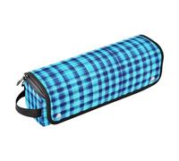 FRODOTGV Borsa da viaggio per attrezzi da donna, a doppio strato, organizer portatile per ferri da stiro, piastre per arricciacapelli, pied de poule a spina di pesce a quadri, blu reale e foglie