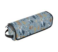 FRODOTGV Borsa da viaggio per attrezzi da donna con albero di Natale e tappetino resistente al calore per ferri da stiro piatti e accessori per la cura dei capelli, Lemurs Madagascar su motivo blu, 1