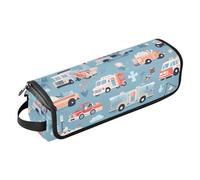 FRODOTGV Borsa da viaggio per attrezzi da donna, con tappetino rimovibile resistente al calore, camion dei pompieri, ambulanza, minivan, auto della polizia, blu, rosso, arancione, per raddrizzatori,