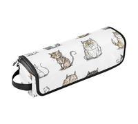 FRODOTGV Borsa da viaggio per attrezzi per capelli da donna, impermeabile, con cuscinetto resistente al calore, per arricciacapelli, piastra per capelli piatti, gatti siamesi in stile cartone animato